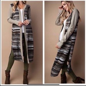 🌻 Kori NWT szS SequinElbow Stripe Belt Cardigan🌻